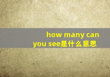 how many can you see是什么意思